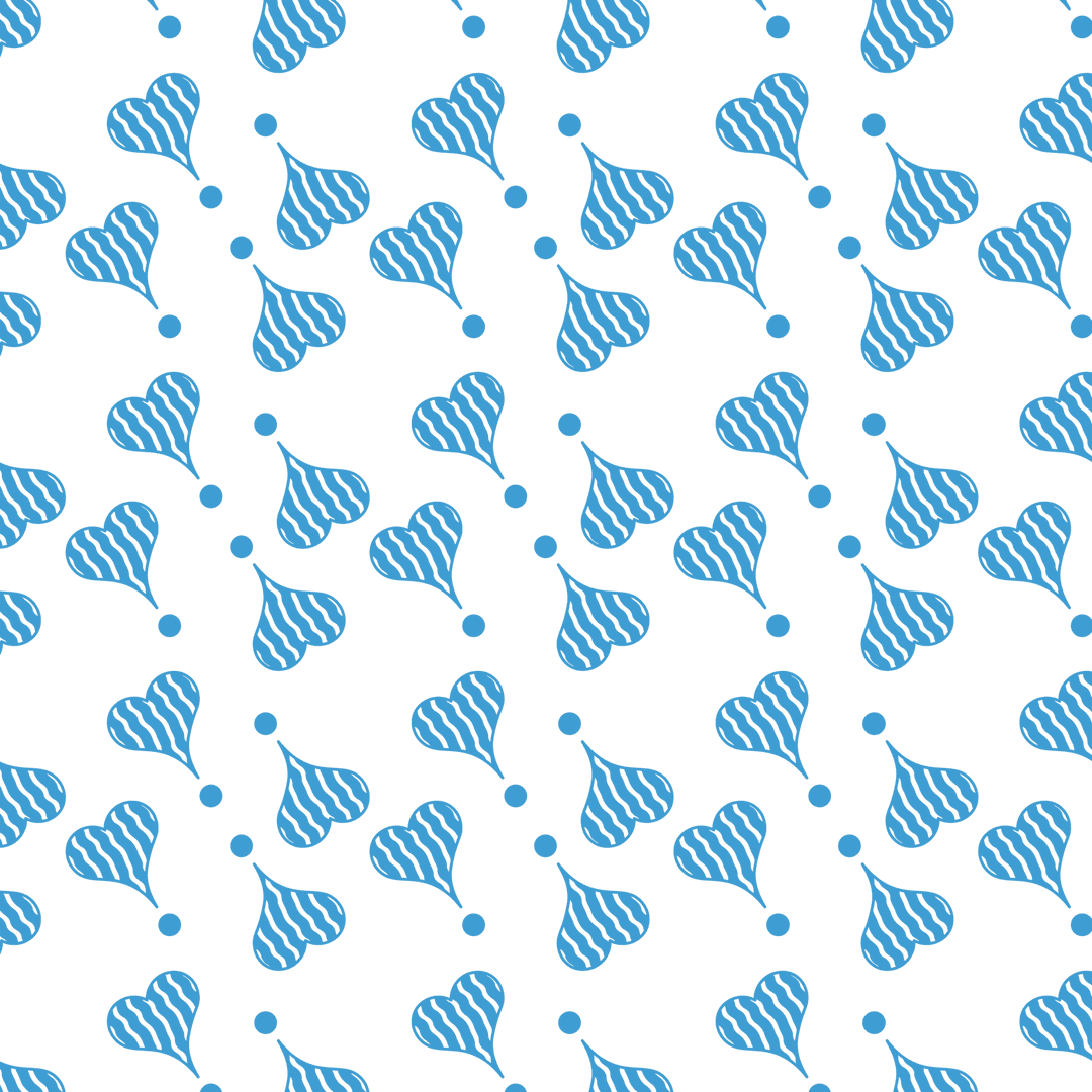 Blue Hearts Vector Pattern on Transparent Background for Celebrations