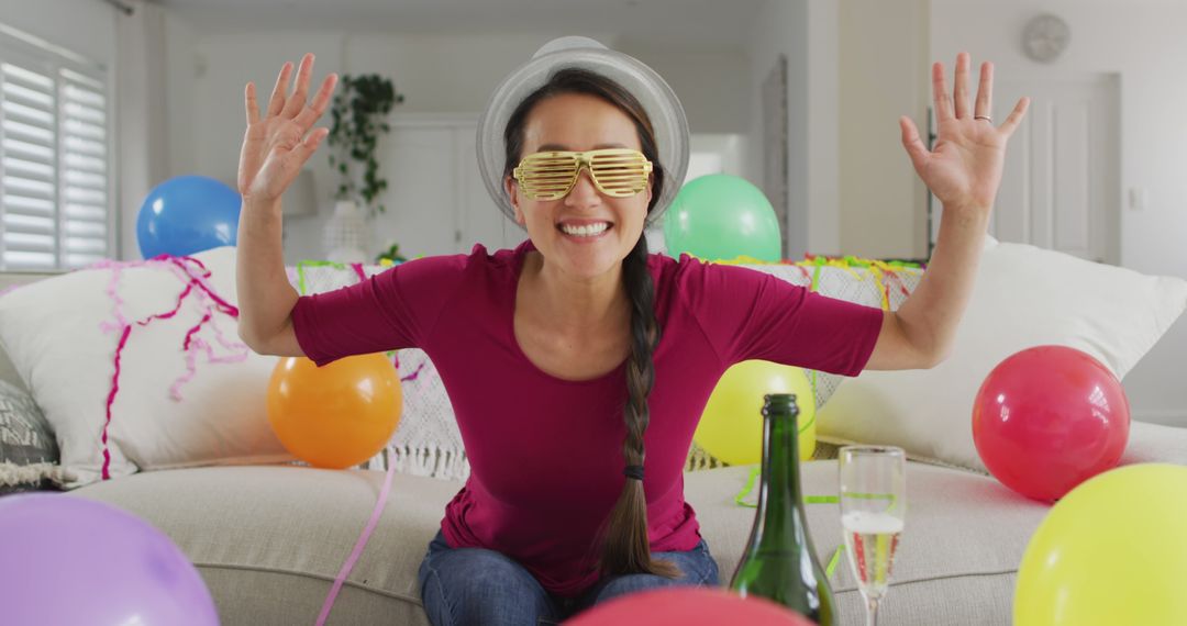 Joyful Celebration Woman Using Technology for Video Call