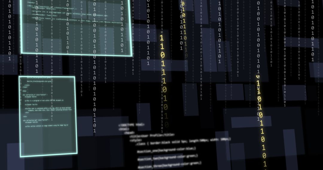 Digital Data Processing Interfaces on Dark Background
