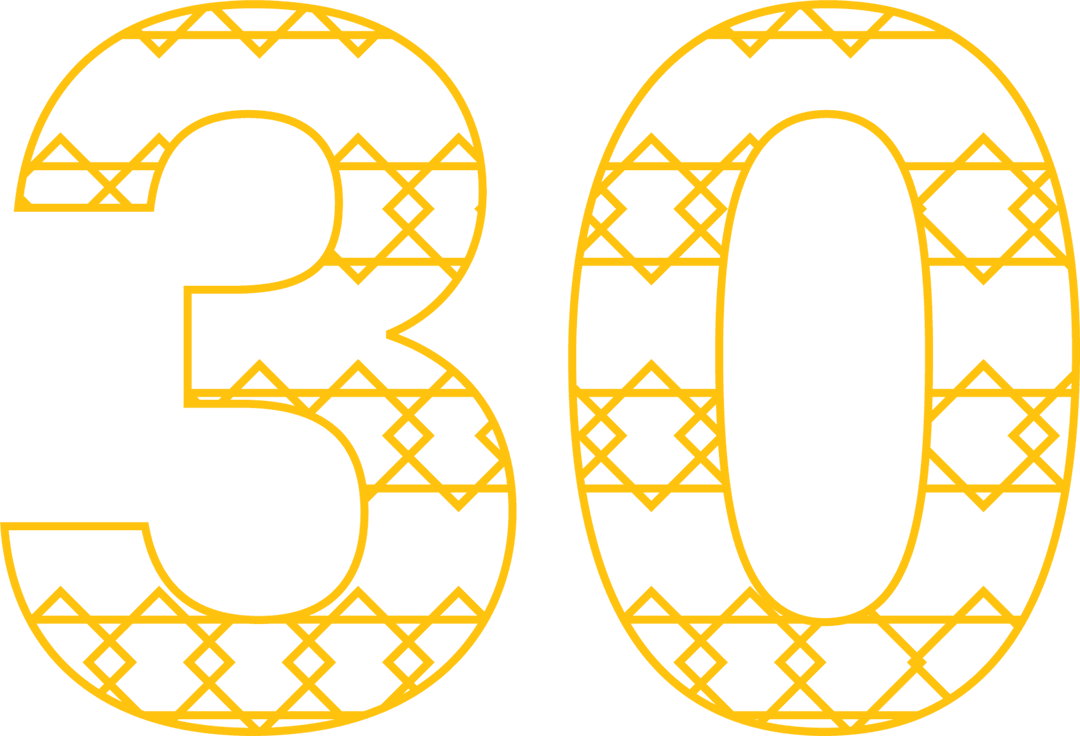 Transparent Number 30 Illustration with Patterned Design