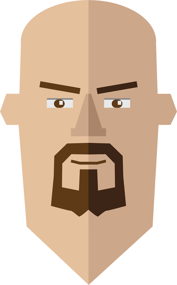 Abstract Bald Man Illustration on Transparent Background