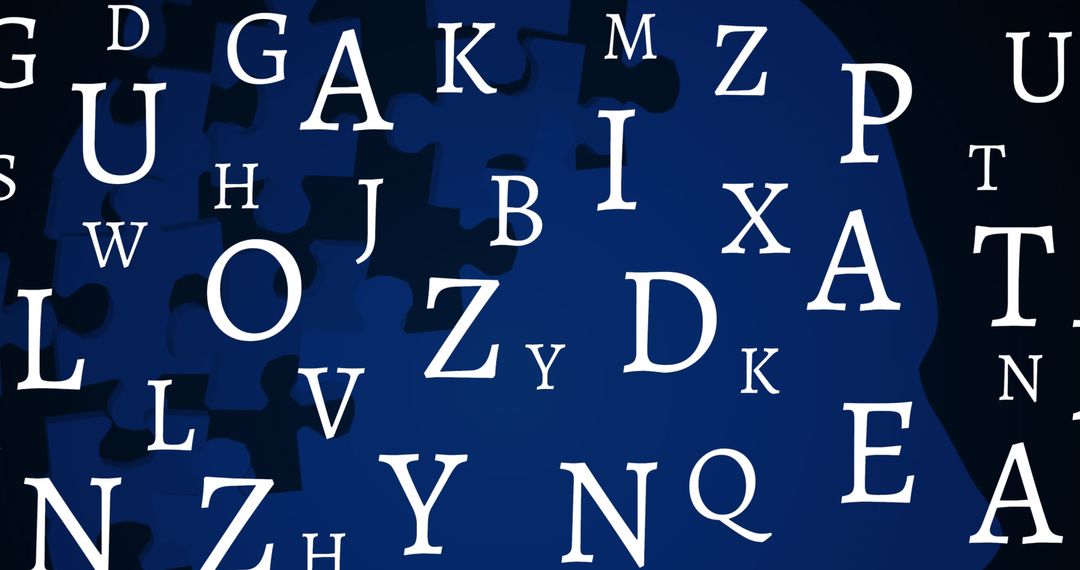 National Puzzle Day Concept with Floating Letters and Brain