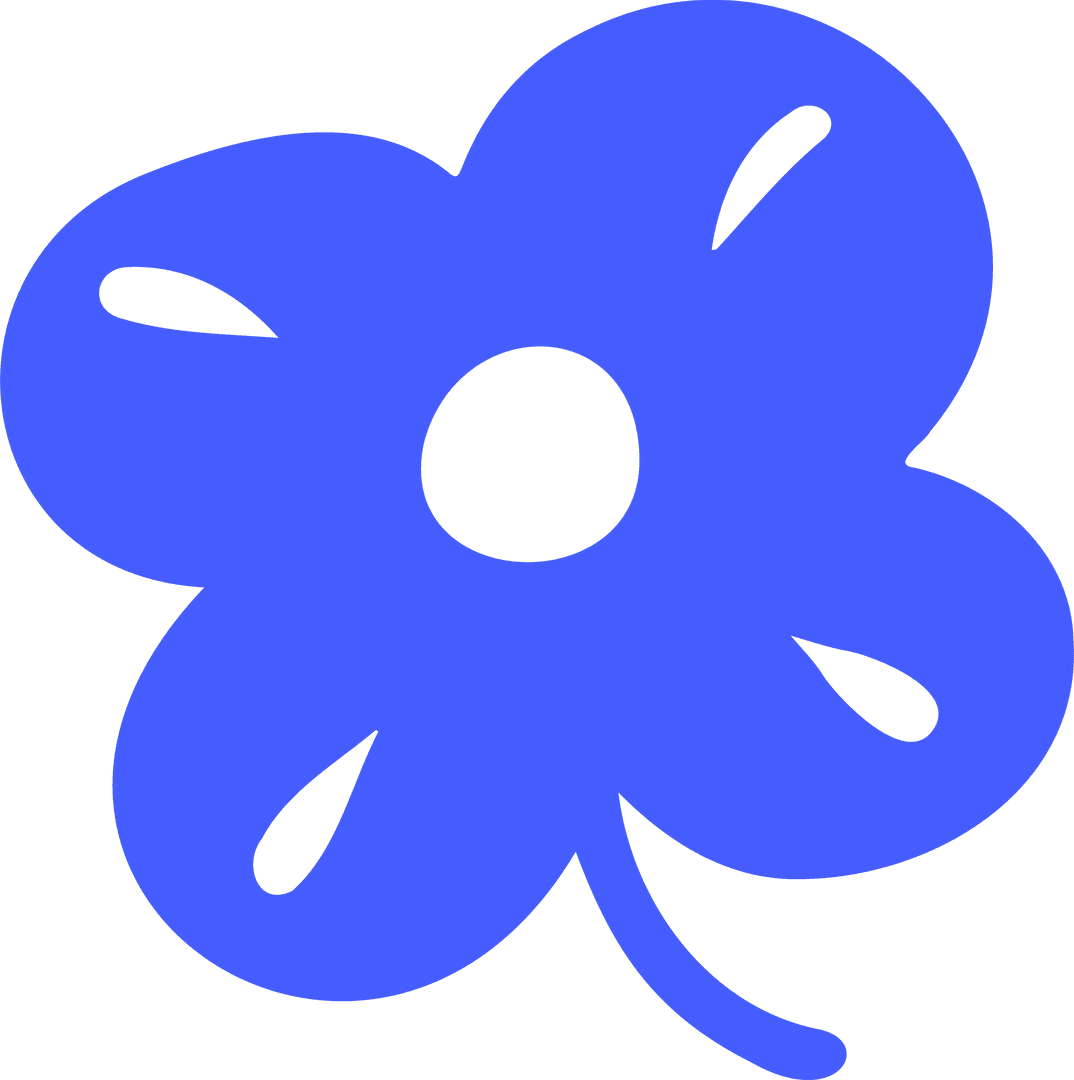 Minimalist Flat Blue Five-Petaled Flower on Transparent Background