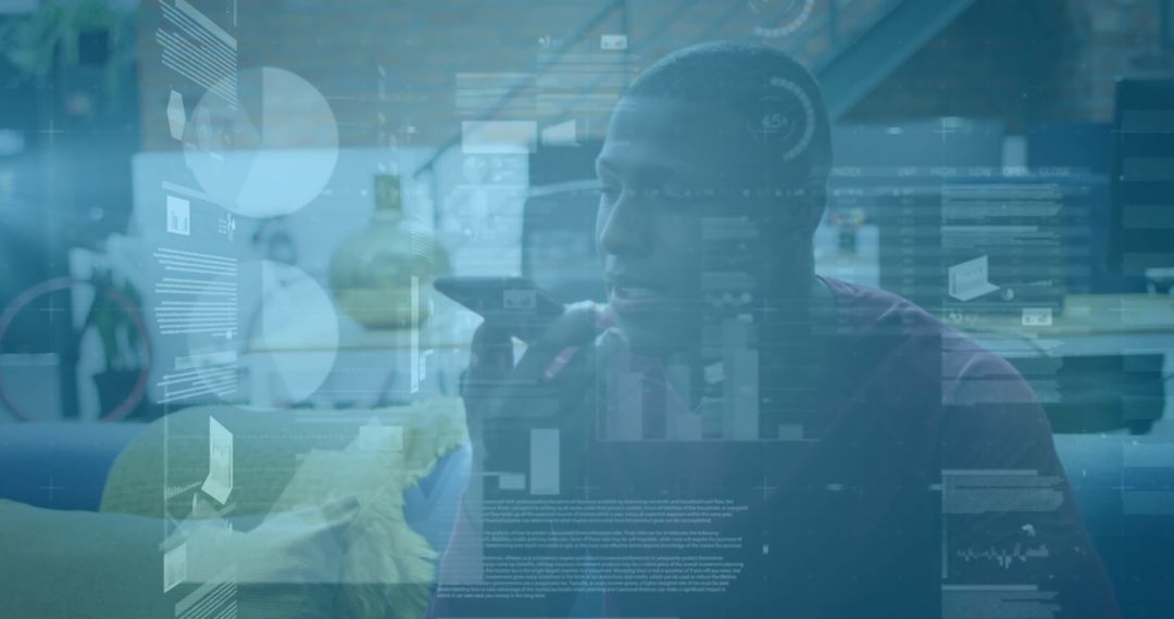 Innovative Data Processing with Businessman Using Smartphone for Analytics