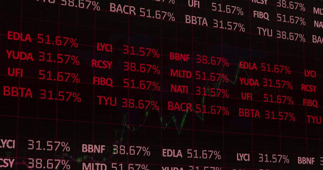 Fluctuating Stock Market Graph with Red Numerical Data