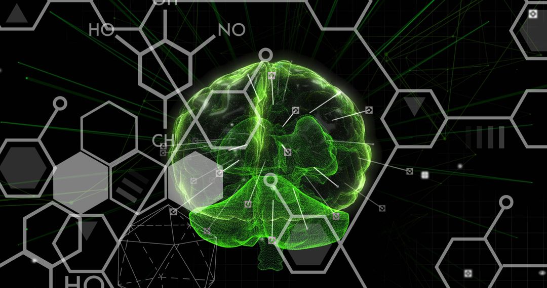 Digital Brain with Geometric Patterns in Futuristic Design