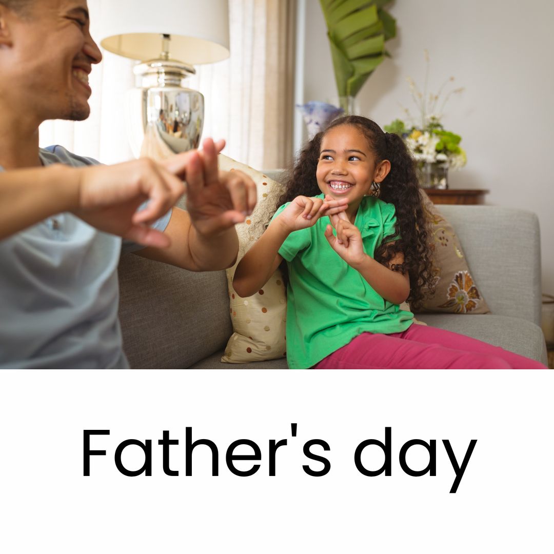 Father and Daughter Celebrating Father's Day with Sign Language - Download Free Stock Templates Pikwizard.com