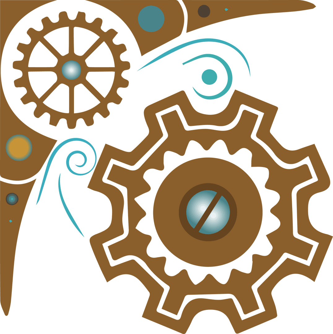 Transparent Gears with Swooshes and Circles Rotating