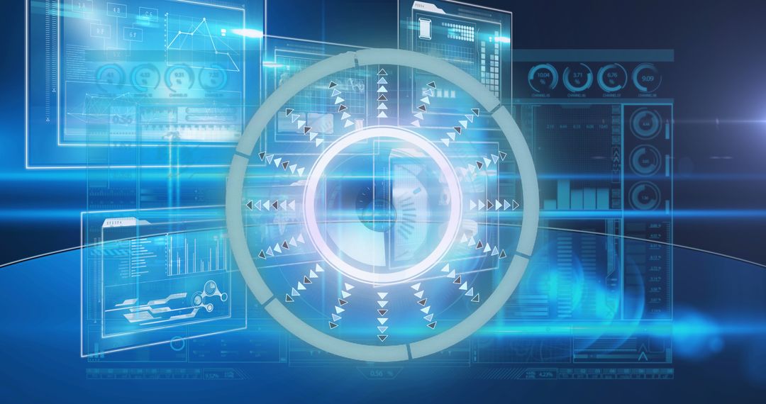 Futuristic Interface With Data Visualizations and Graphical Elements