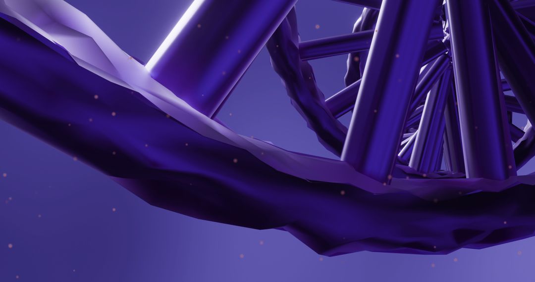 Abstract DNA Helix Glowing Against Purple Background