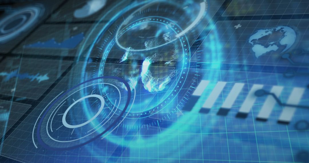 Holographic Earth Display with Data Visualization Interface