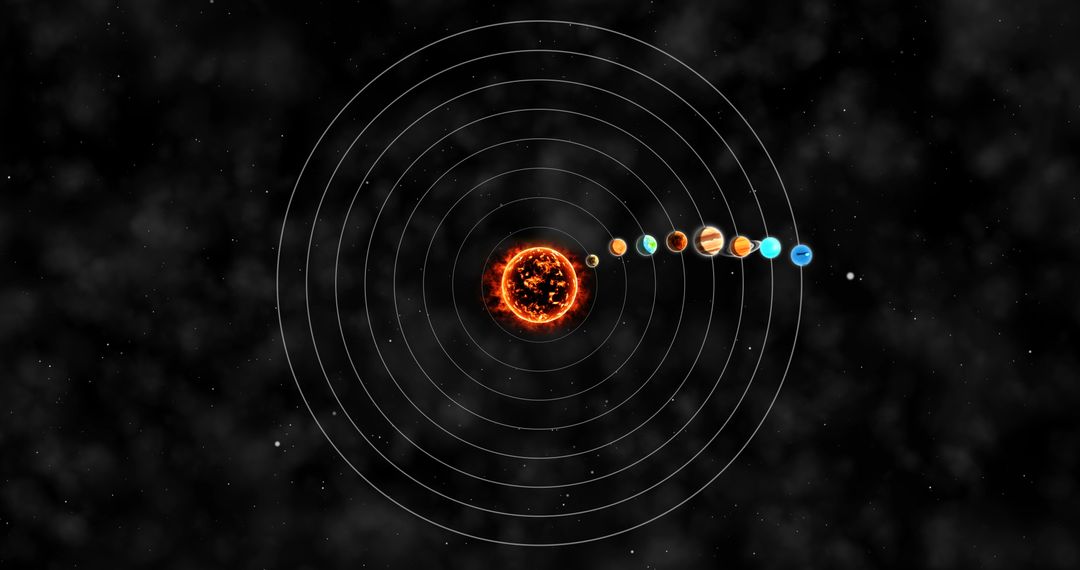 Solar System with Orbiting Planets in Space Illustration