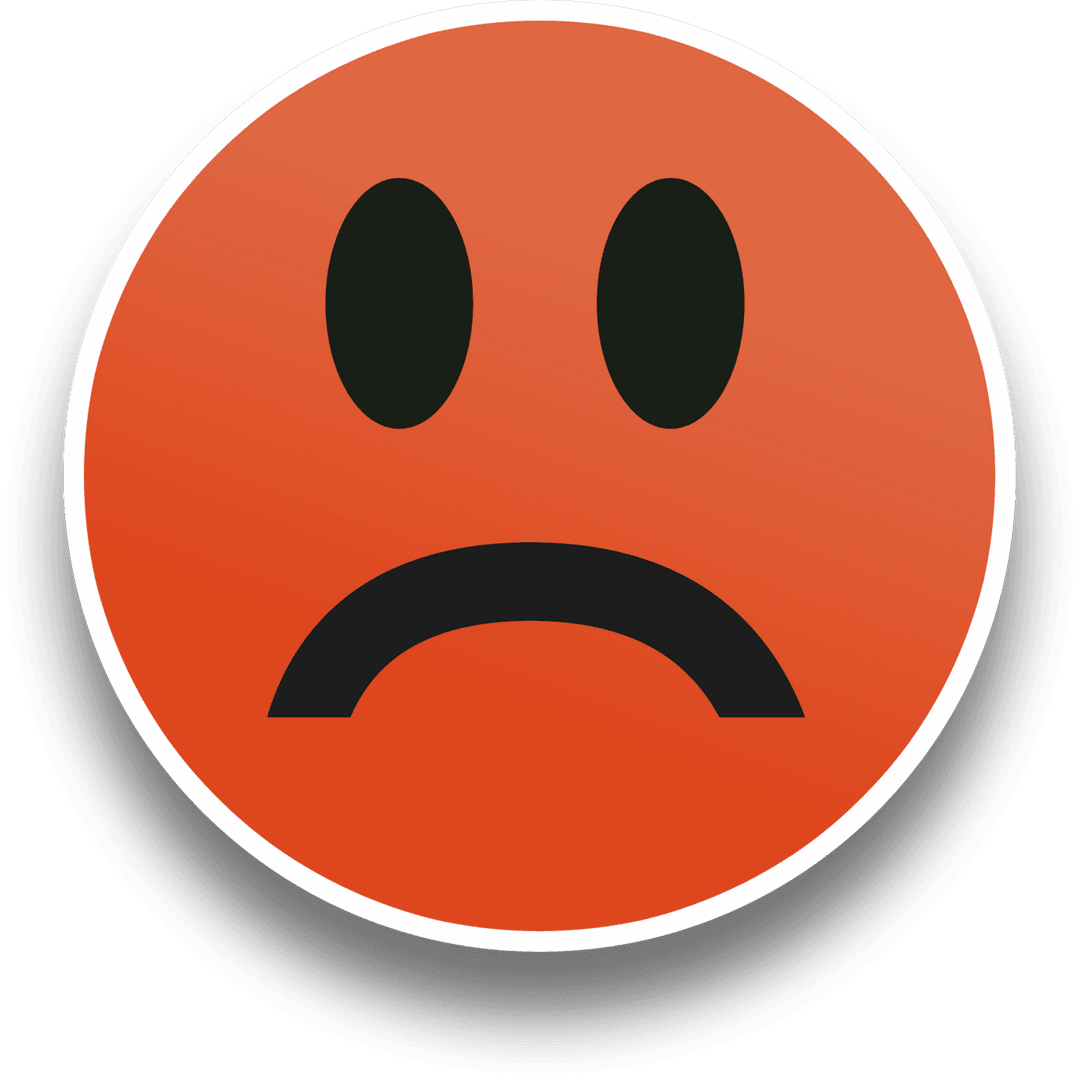 Upset Confused Face Transparent Emoji in Red