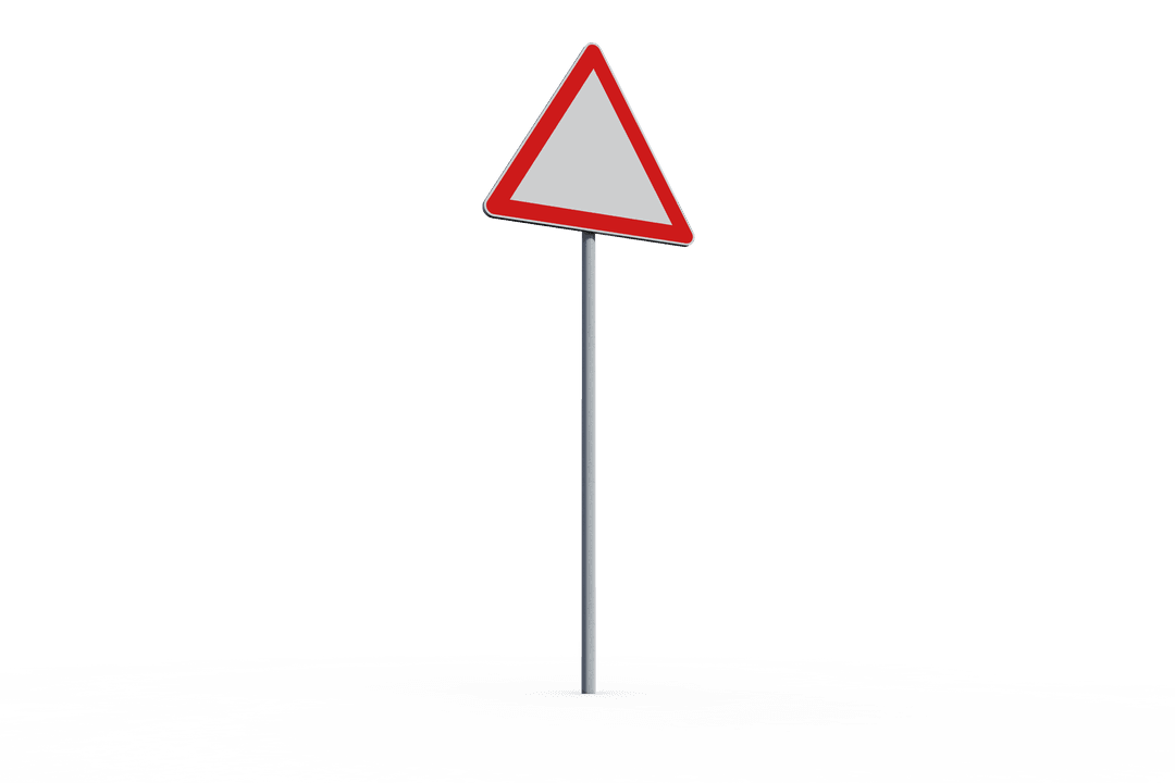 Triangular Warning Road Sign on Transparent Background