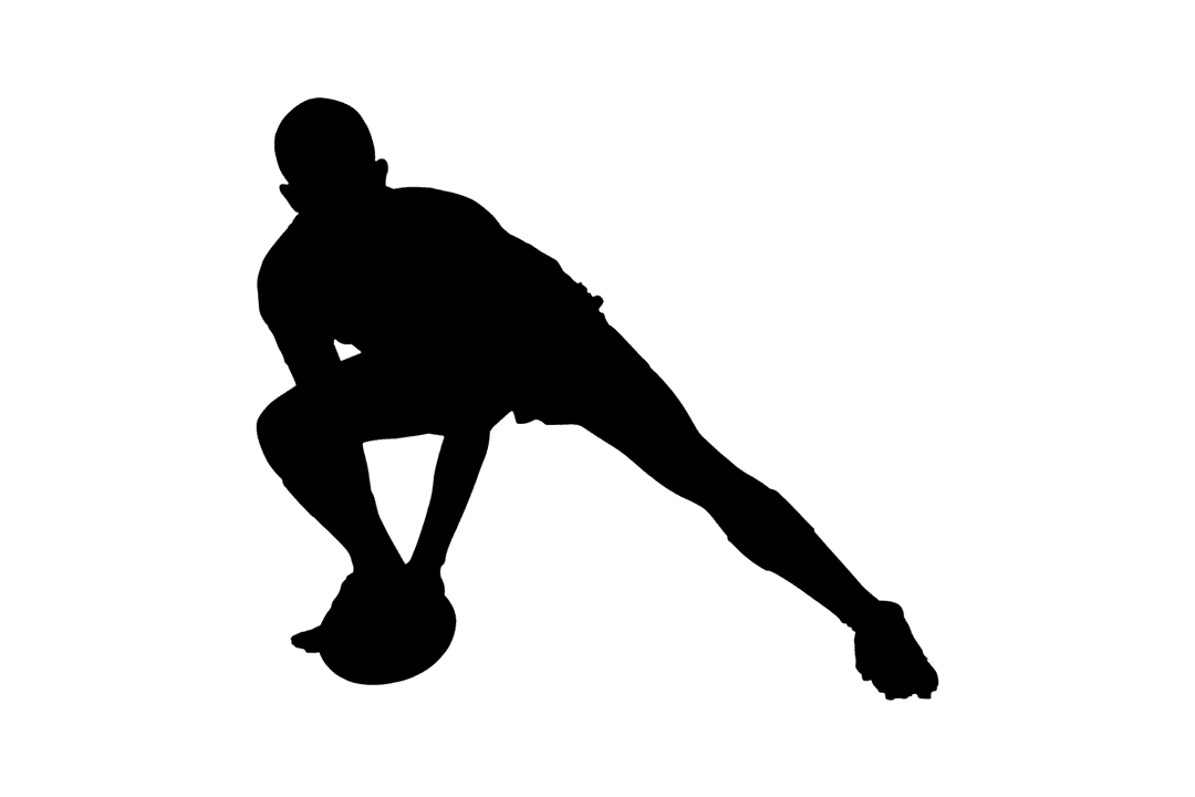 Silhouette of Male Rugby Player on Transparent Background with Ball