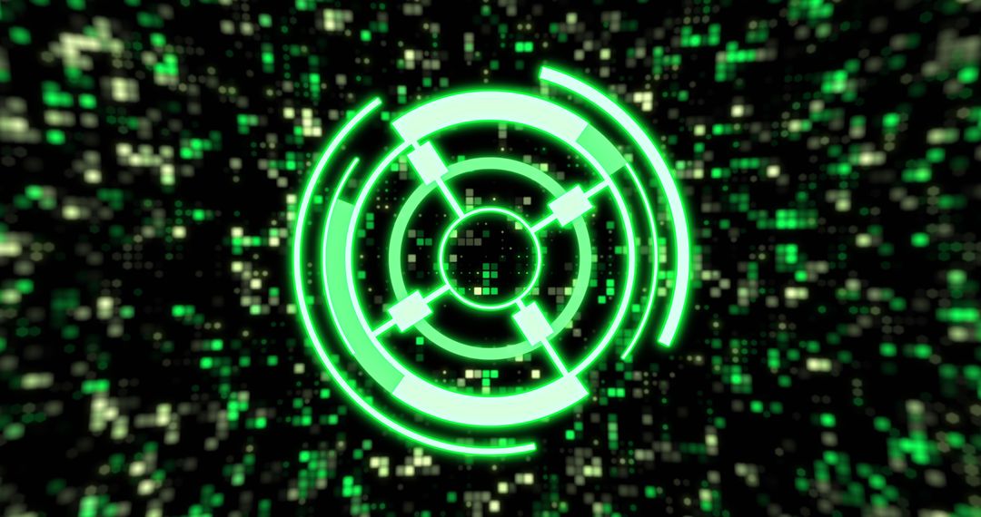 Futuristic Digital Interface with Glowing Green Target