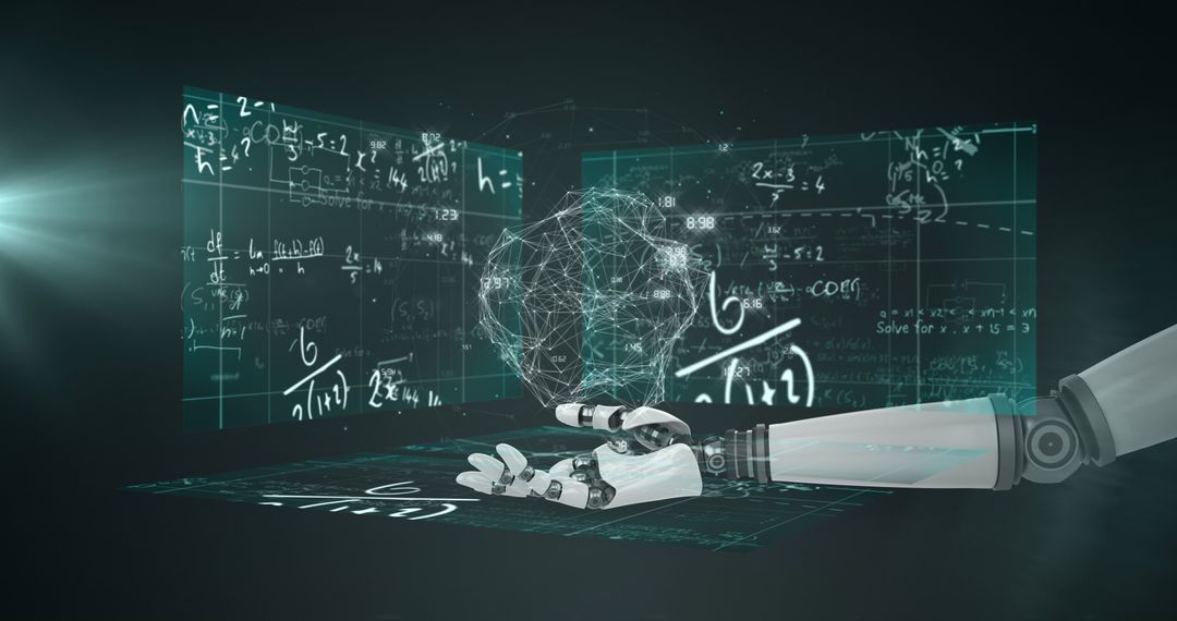 Robotic Arm Analyzing Advanced Mathematical Interface