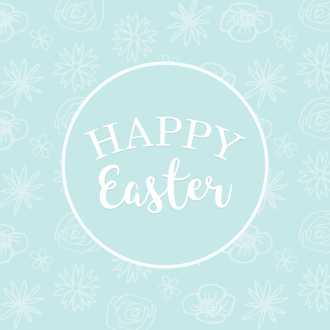 Happy Easter Message with Floral Motif on Transparent Background