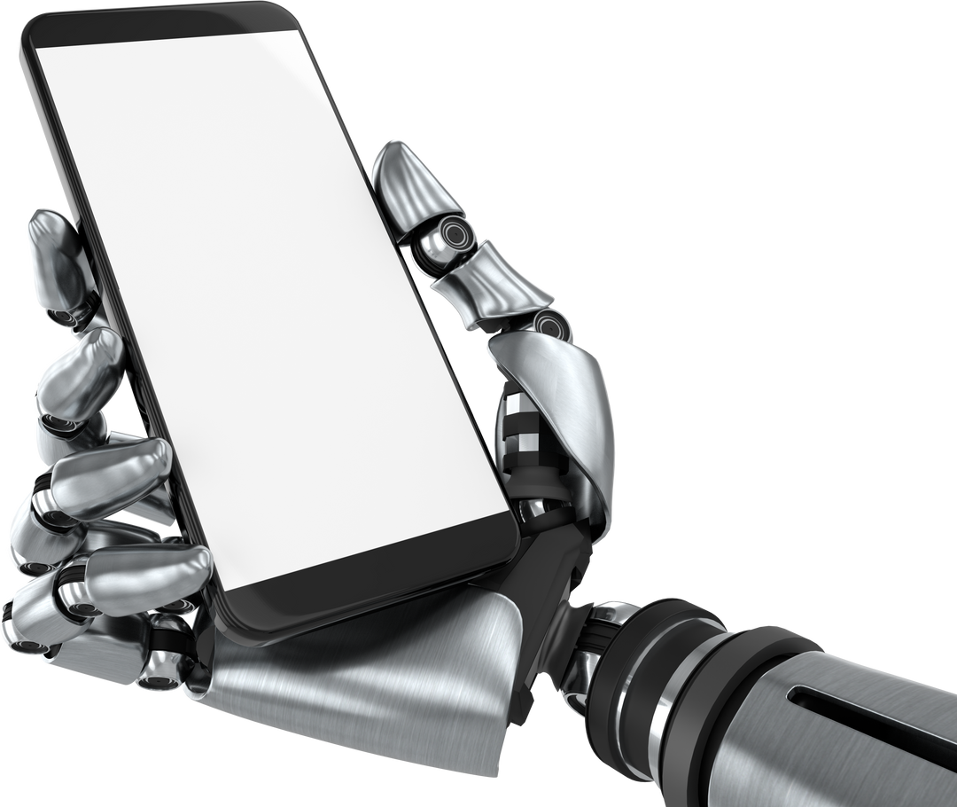 Robotic Hand Holding Smartphone on Transparent Background Vector Illustration - Download Free Stock Images Pikwizard.com