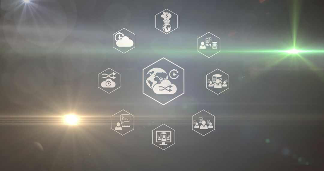 Global Business Strategy and Digital Icon Network Concept