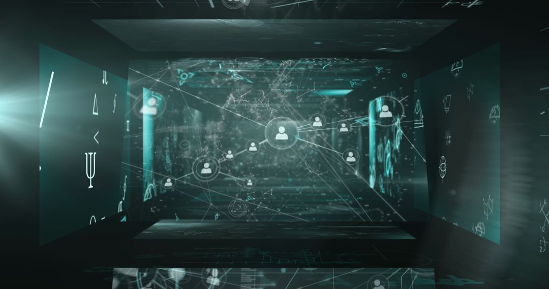 Futuristic Network Interface with Holographic Data Displays