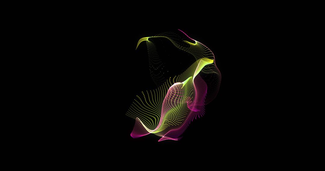 Abstract Neon Wave in Black Void