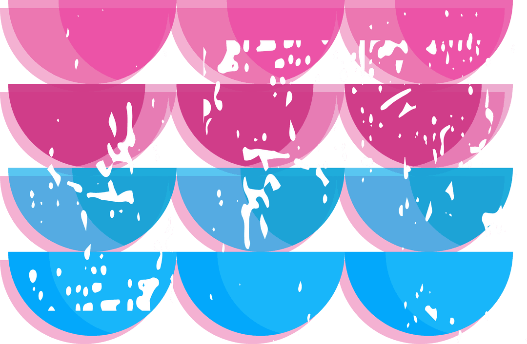 Transparent Magenta-Cyan Geometric Splatter Abstract Pattern