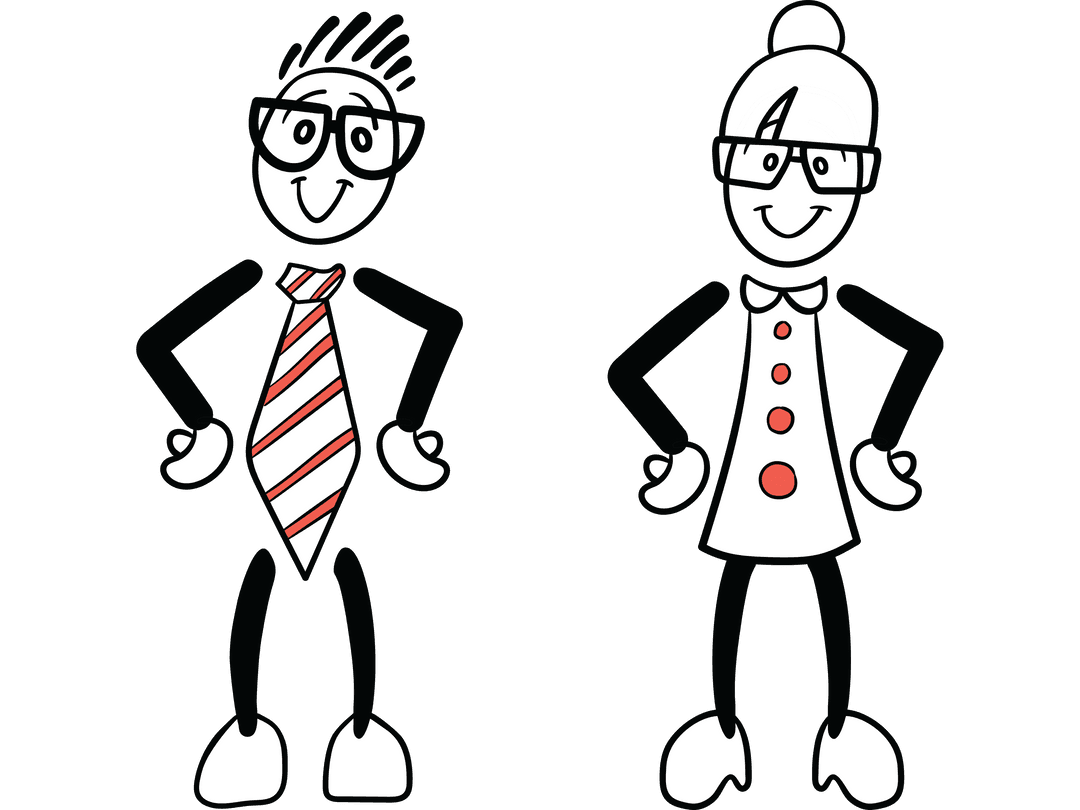 Transparent Cartoon Business Characters in Quirky Pose