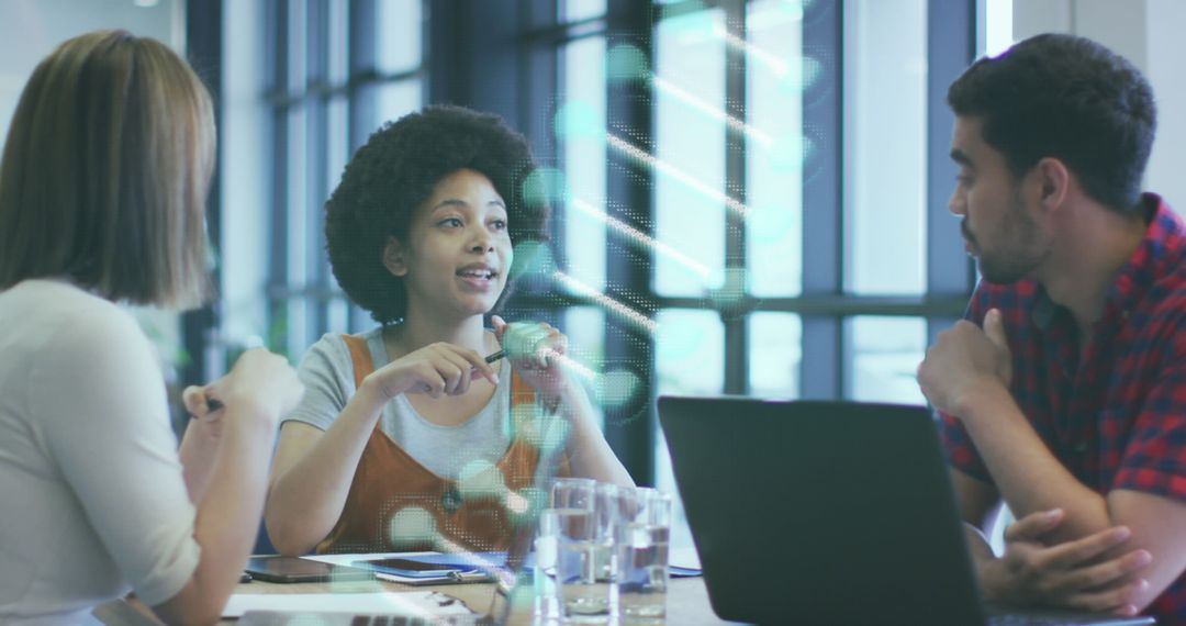 Diverse Professionals Meeting with Digital DNA Concept