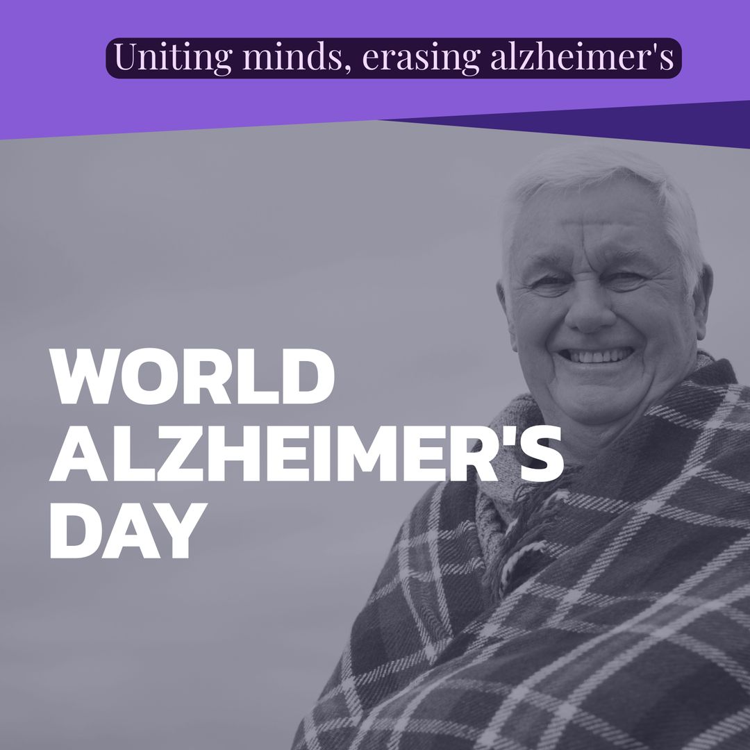 World Alzheimer's Day Awareness with Elderly Man Smiling by Seaside - Download Free Stock Templates Pikwizard.com