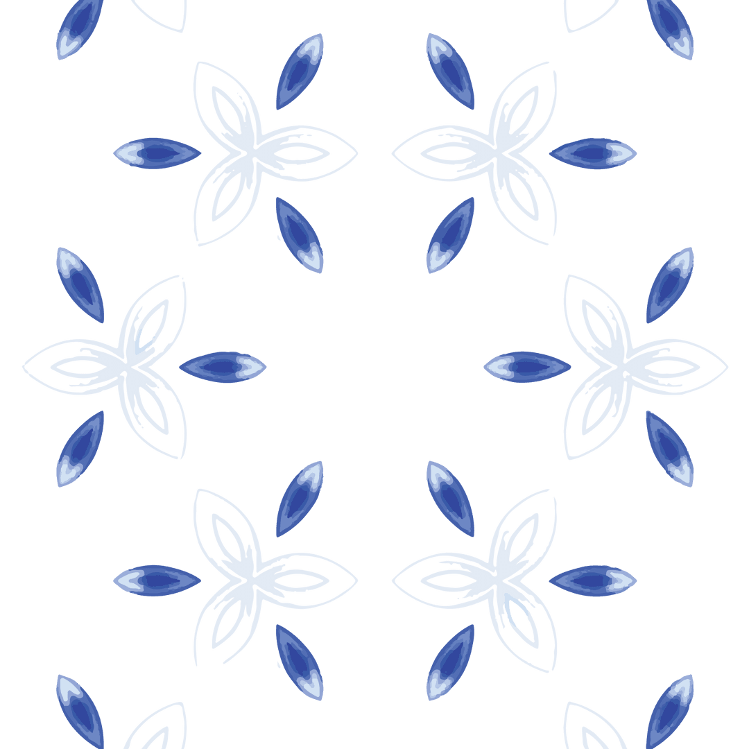 Seamless Blue Floral Pattern on Transparent Design