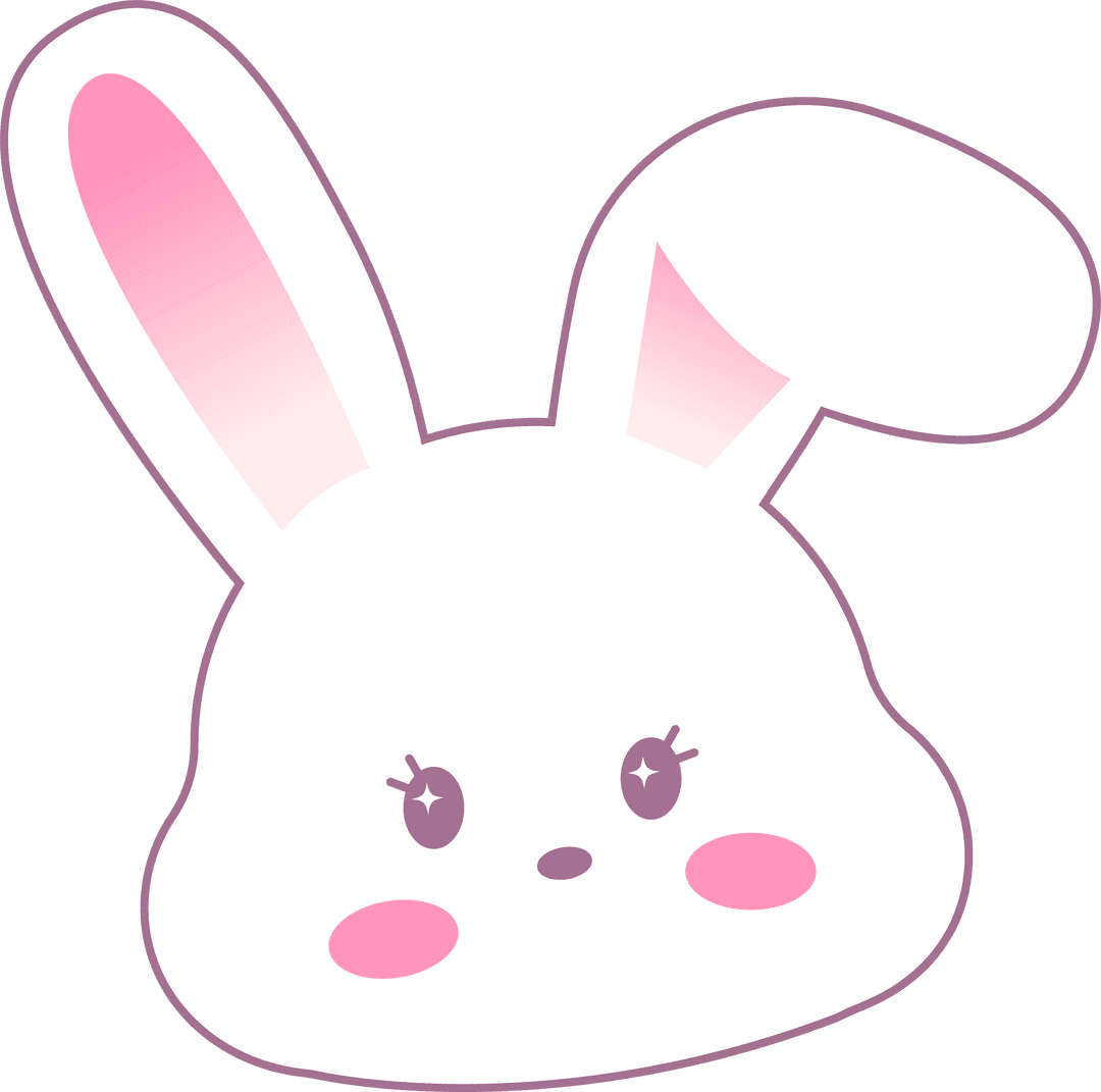 Transparent Pastel Kawaii Rabbit Icon with Flopped Ear