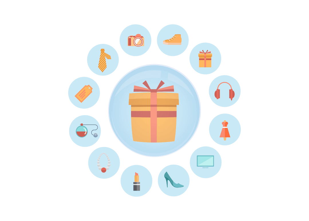 Vibrant Shopping Icons Set on Transparent Background for Social Media