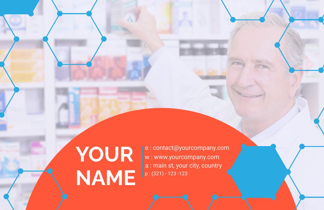 Smiling Pharmacist Template for Healthcare Cards and Profiles - Download Free Stock Templates Pikwizard.com