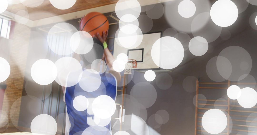 Dynamic Basketball Player in Action Preparing to Shoot