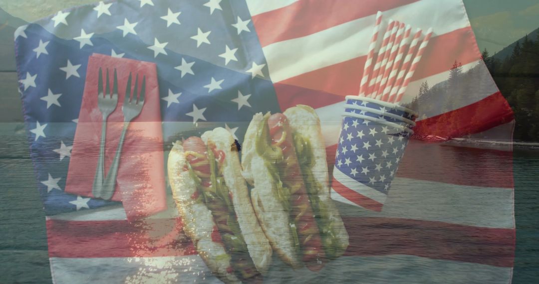 American Picnic Table Displaying Patriotic Snacks with Flag Theme