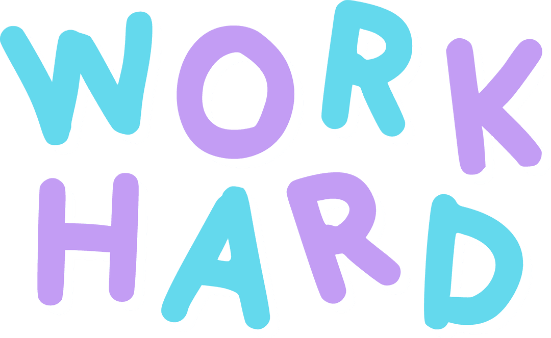 Work Hard Motivational Bubble Text on Transparent Background
