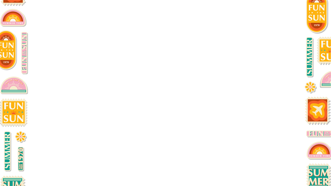 Summer Theme Badges and Stamps on Transparent Border Design