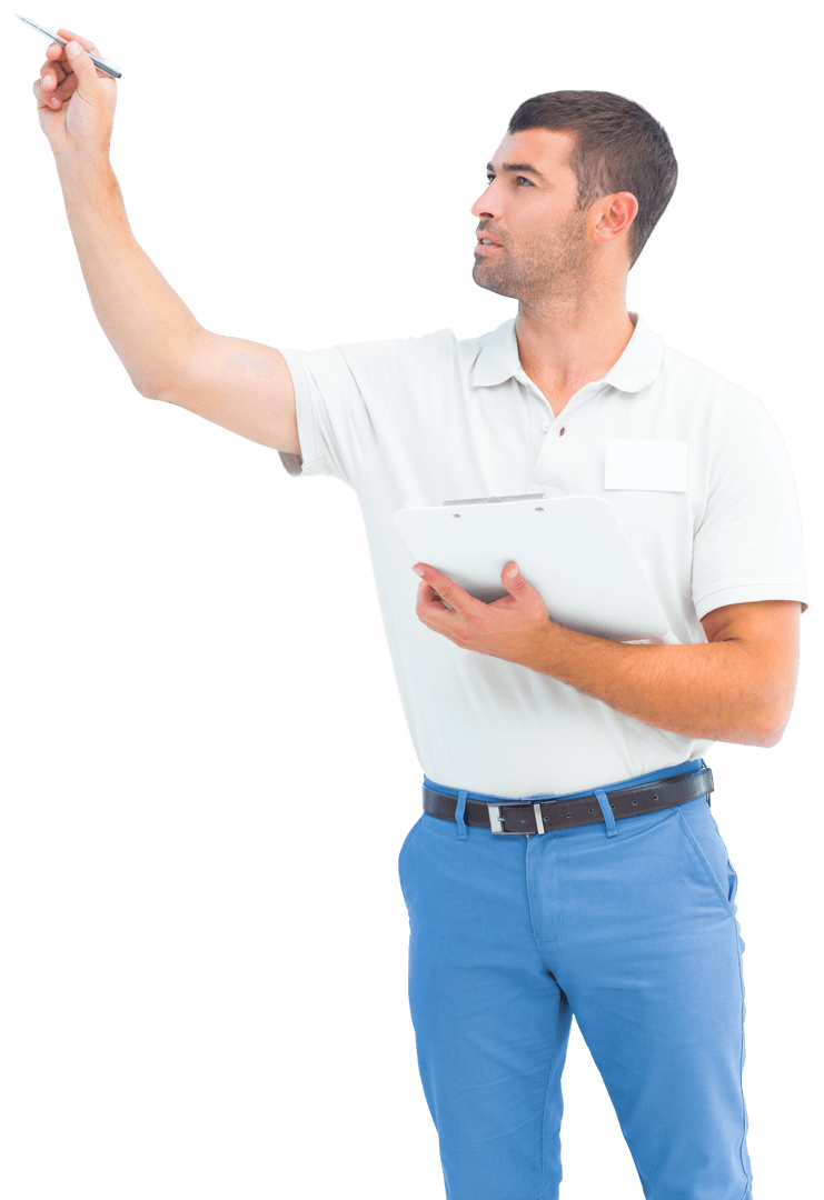 Man Holding Clipboard Explaining with Efficient Gesture Transparent - Download Free Stock Images Pikwizard.com