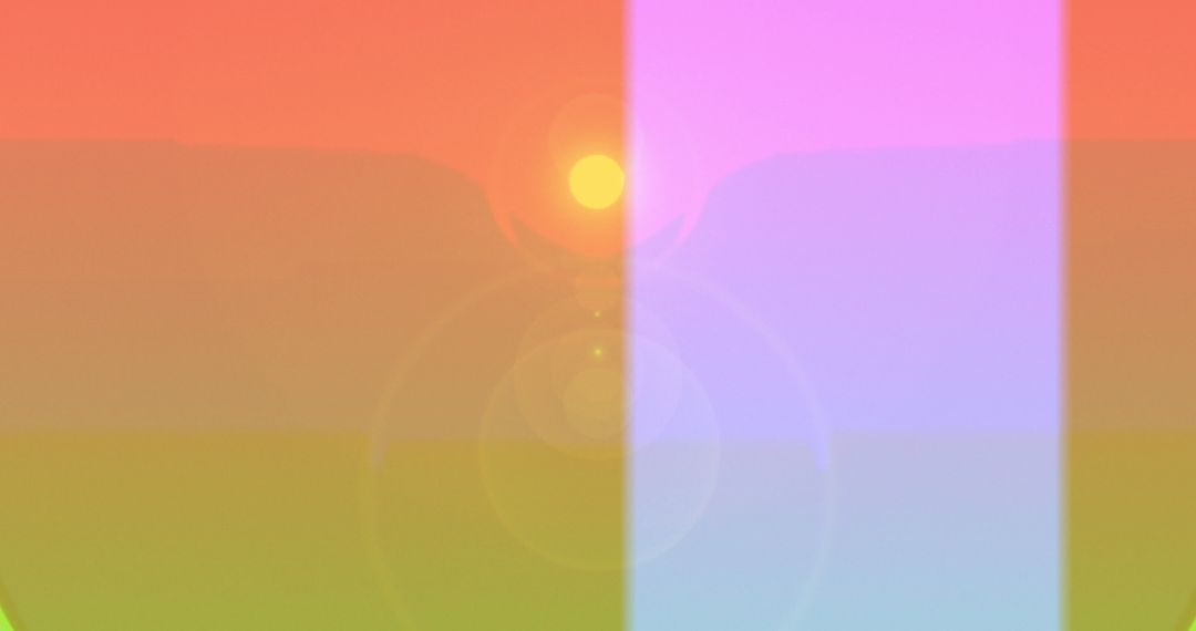 Abstract Sunset Landscape with Lens Flare and White Strips