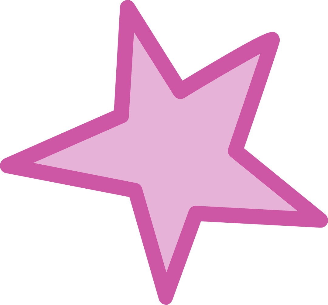 Transparent Pink Star with Cartoonish Points and Outline
