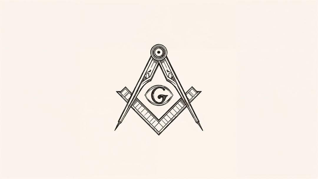 Masonic Emblem with Compass and Square on Beige Background