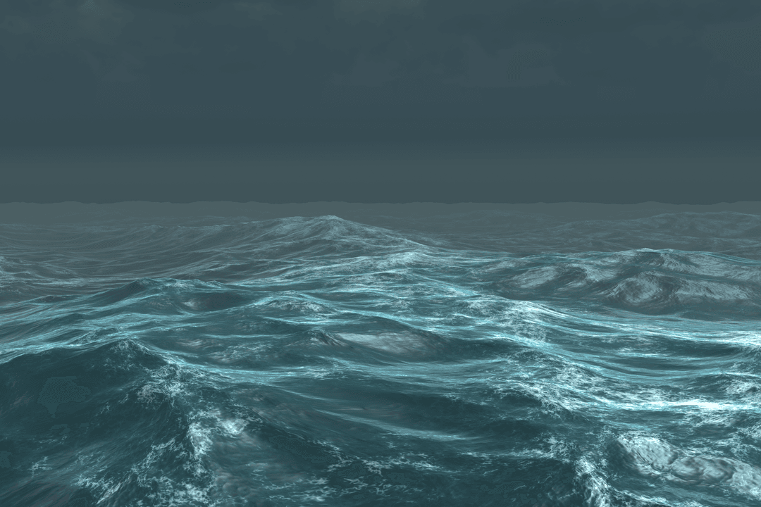 Dark Cloudy Sea on Transparent Background Evoking Serene Intensity