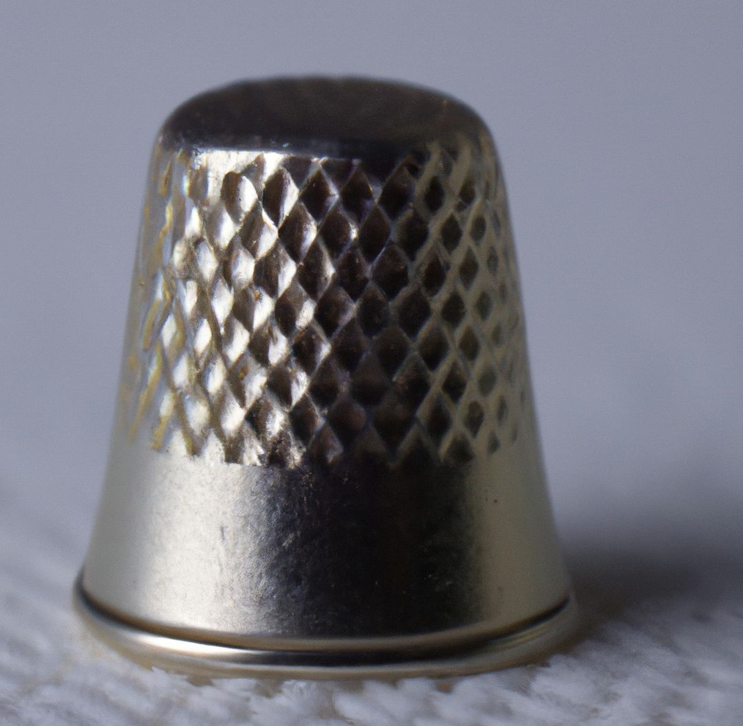Image of close up of silver thimble on purple fabric background - Free Images, Stock Photos and Pictures on Pikwizard.com