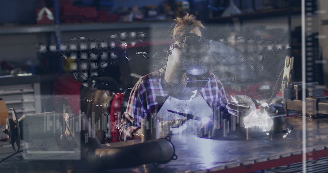 Innovative Female Welder Creating with Advanced Technology