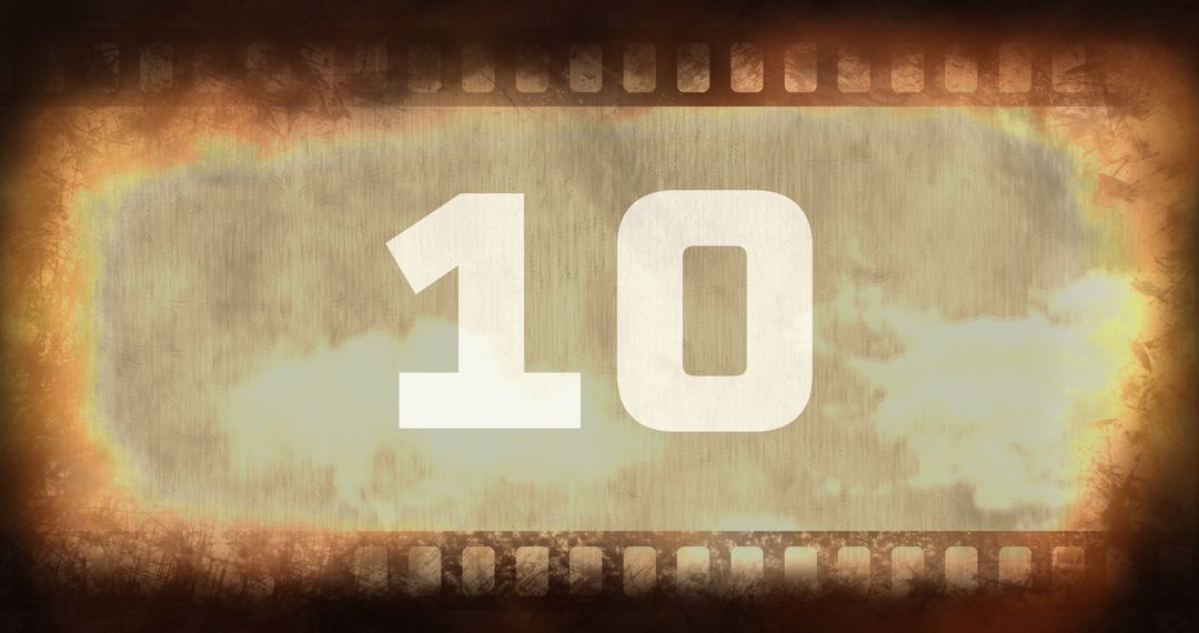 Retro Film Countdown with Distressed Number Ten