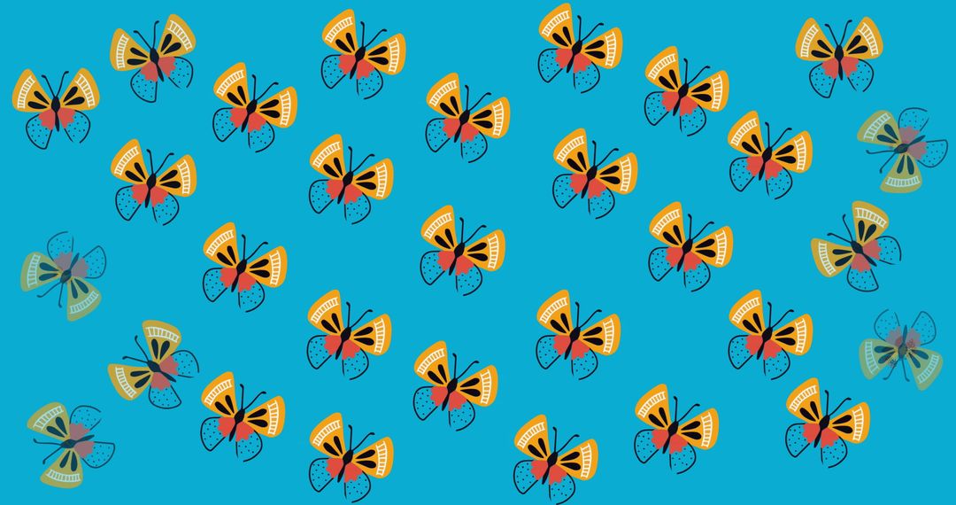 Vibrant Butterfly Pattern on Blue