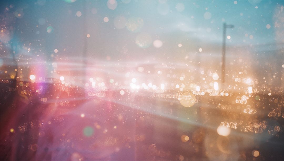 Dreamy Urban Landscape with Bokeh Lights and Flares