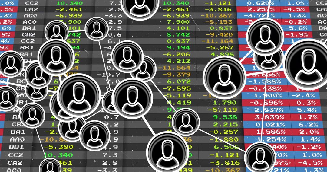 User Network Overlay on Financial Charts Signifying Digital Trading