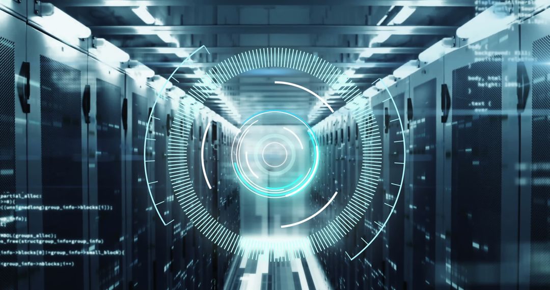 Digital Interface Overlay on Server Room for Data Processing
